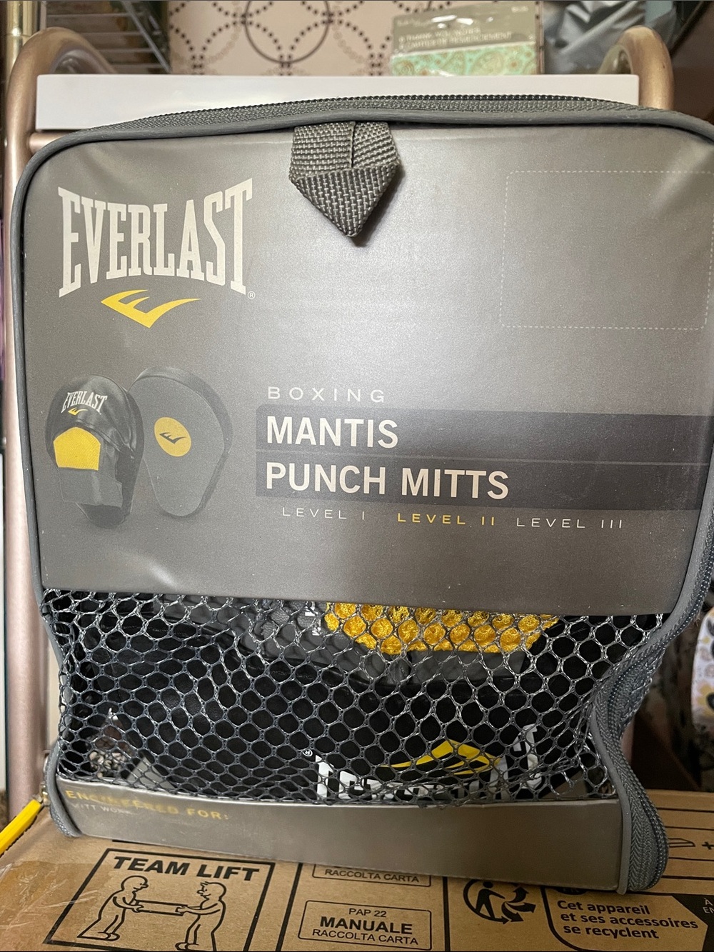 Everlast Gray and Yellow Mantis Punch Mitts
